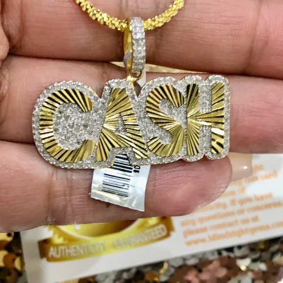 Real diamond pendant for men, cash diamond charm, natural diamond NOT CZ, gift - Picture 5 of 6